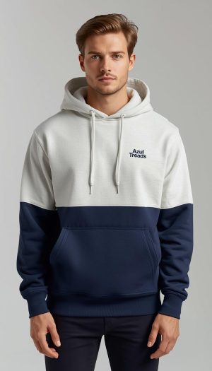 Home Men's White and Blue Hoodie