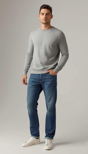 Men's Dark Washed Blue Denim