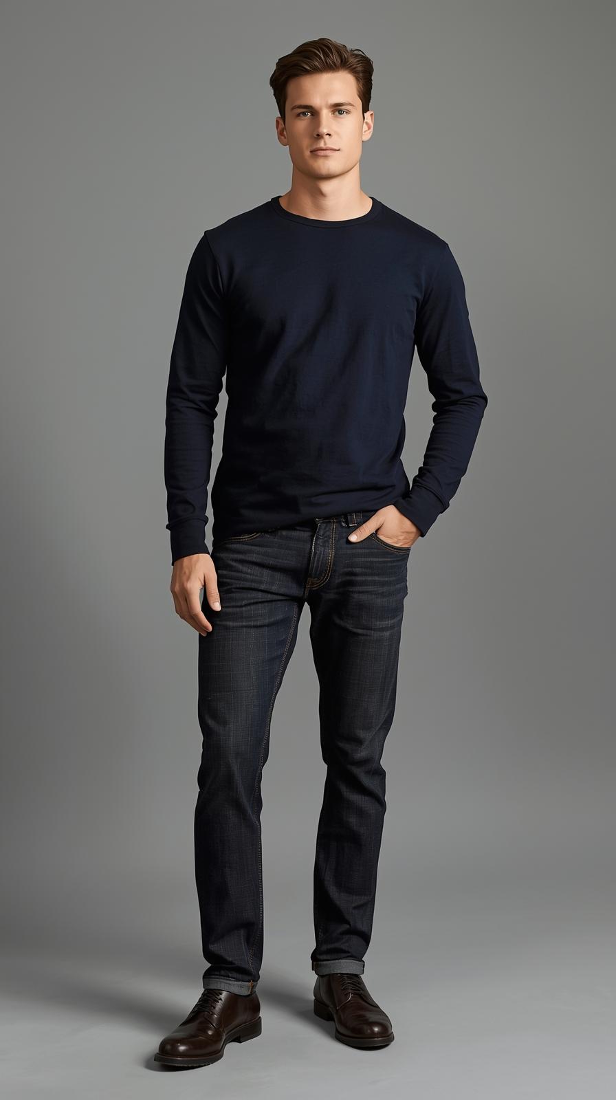 Men's Straight Black Denim