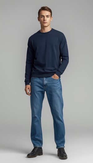 Men's Dark Blue Denim Jeans