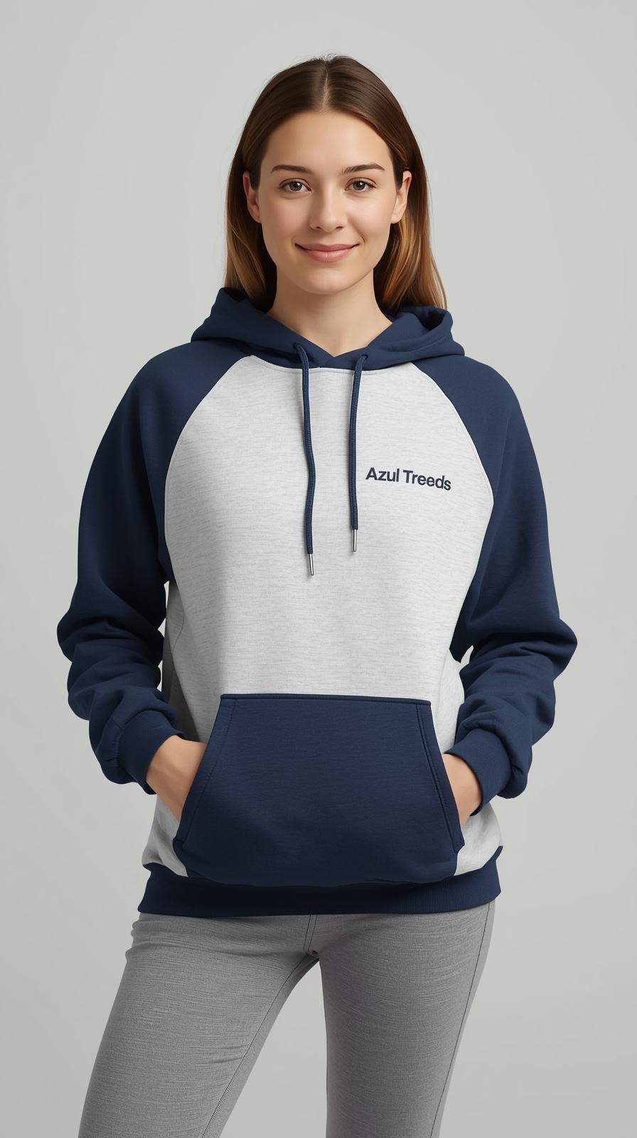 Women's blue-white Hoodie