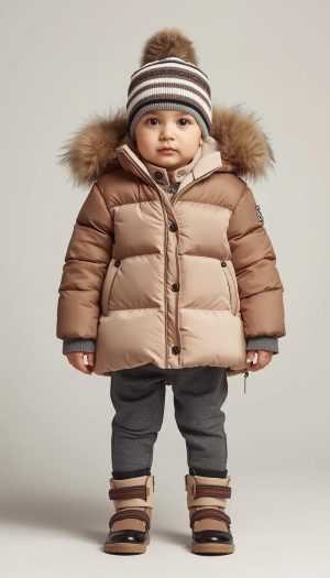 Baby's Stylish Color-Block Winter Snowsuit Set