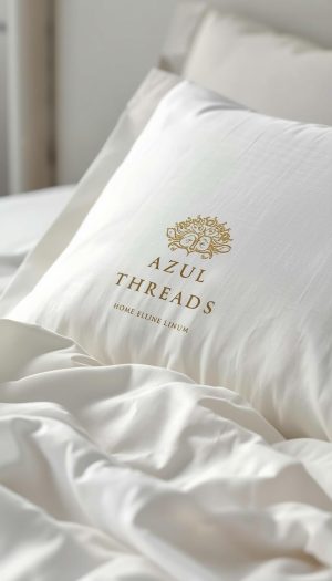 White Bed Sheet with Embroidered Gold Logo