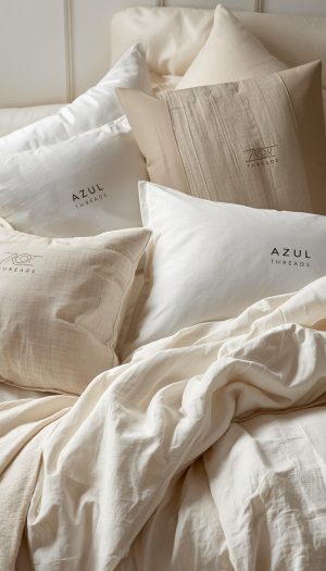 The Better Life Solid Champagne Bed Linen Ensemble with Logo Pillow