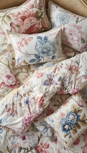 Multi-Color Botanical Bed Linen and Comforter Ensemble