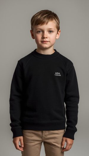 Kids' Black Classic Crewneck Sweater