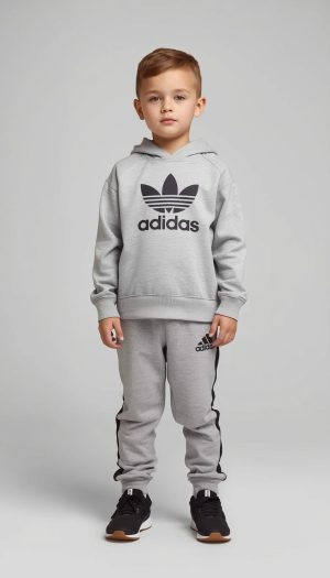 Kid's Grey Adidas Tracksuit with logo