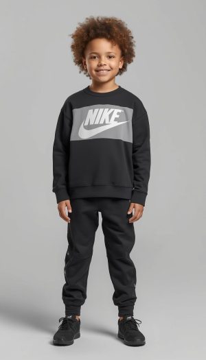 Kid's Nike black Tracksuit with white logo