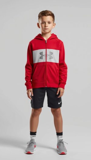 Kid's Zipper Hoodie And Shorts Joggers Set
