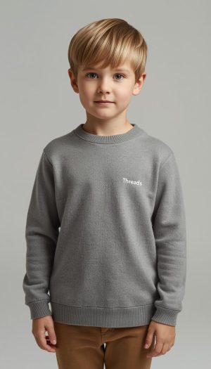 Kids' Heather Grey Essential Knit Sweater