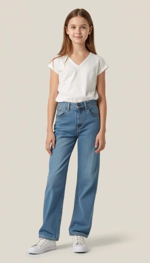 Kids' High-Rise Wide Leg Jeans