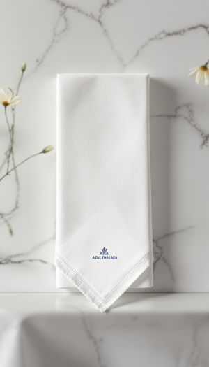 Modern White Table Napkins with Fringed Edge