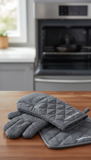 Professional-Grade Oven Gloves with Non-Slip Silicone Grip
