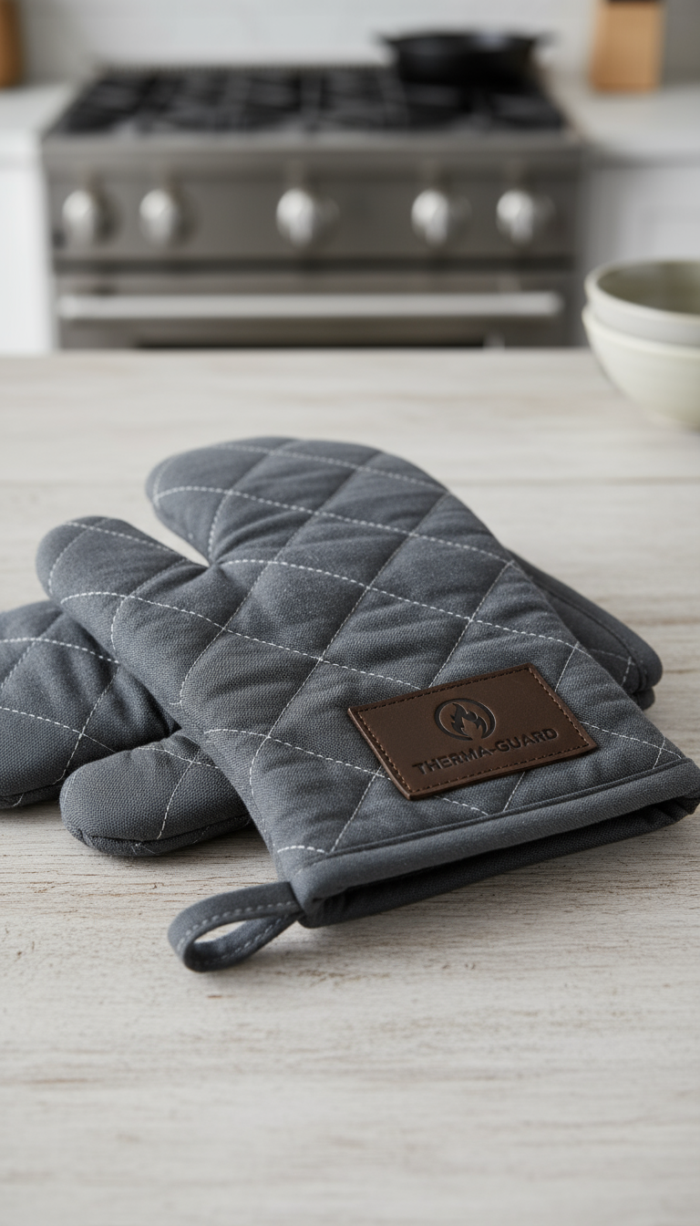 stylish diamond quilted oven gloves in charcoal grey Stylish Diamond-Quilted Oven Gloves in Charcoal Grey