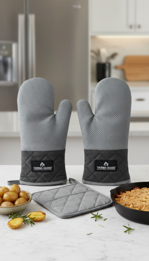 The Chef's Choice: Durable Oven Gloves and Potholder Kit