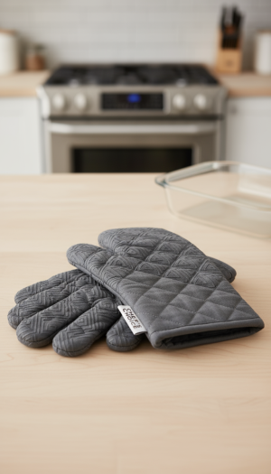 Heat-Safe Silicone Oven Gloves with Diamond Quilt and Enhanced Grip