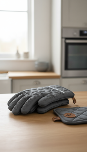 Professional THERMA-GUARD Oven Gloves with Enhanced Red Silicone Grip