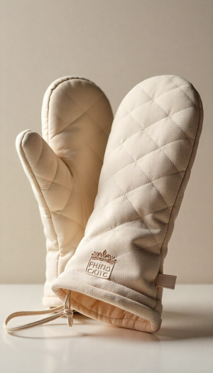 The Royal Baker's Oven Mitts: Diamond Quilted and Embroidered