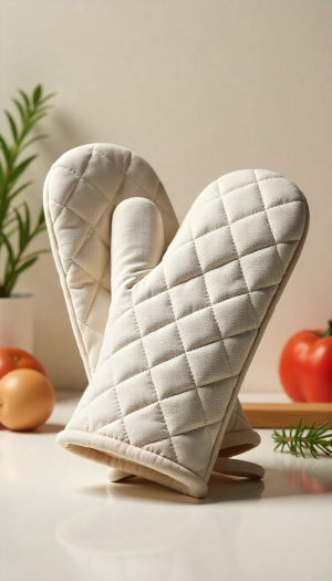 Elegant Diamond Quilted Oven Mitts for Kitchen Safety