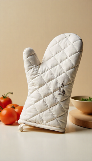 Premium Diamond-Quilted Oven Mitts with Unique Embroidered Design