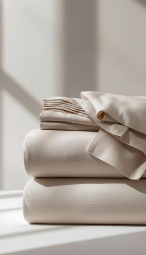 Neutral Fitted Sheets and Complete Bed Linen Stack