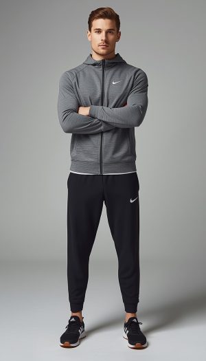 Men's Heather Grey Training Full-Zip Hoodie