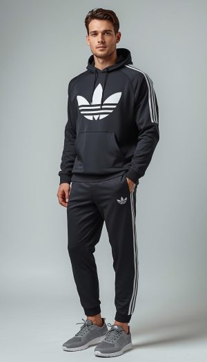Men's Classic Black Logo Tracksuit Set