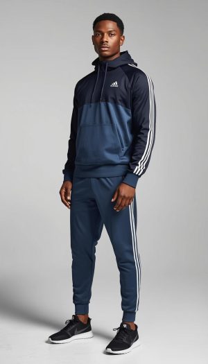 Men's Navy Logo Striped Training Set
