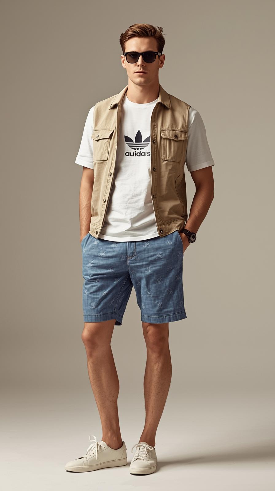 Men's Summer Casual Button-Up and Shorts Outfit