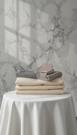 Warm Neutral Table Covers for Product Staging