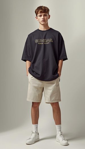 Teen Boy's Relaxed Fit Graphic Tee & Camo Shorts Set