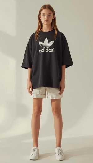 Teen's Girl Modern Black and White adidas Summer Outfit