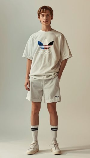 Teen Boy's adidas Oversized Trefoil T-Shirt and Shorts Combo