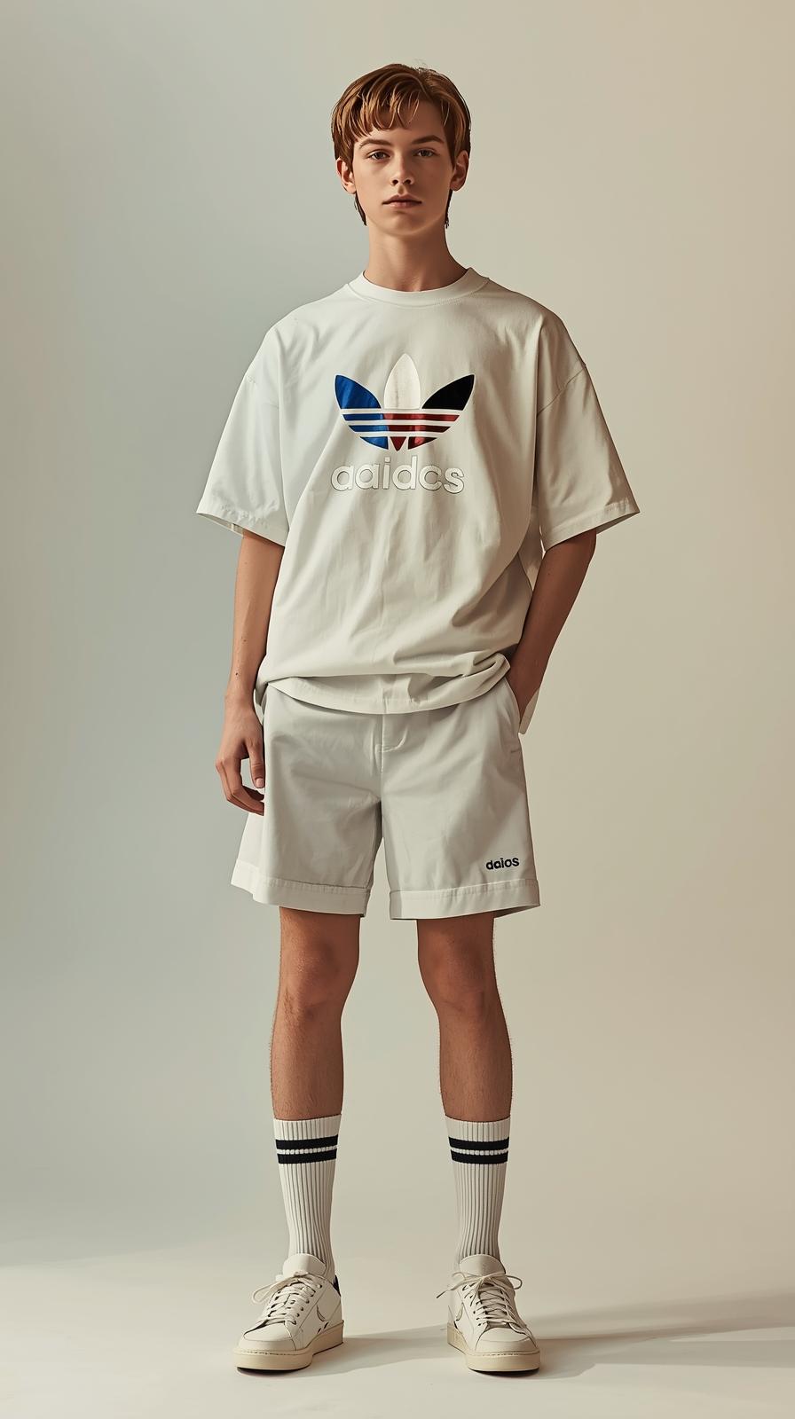 Teen Boy's adidas Oversized Trefoil T-Shirt and Shorts Combo