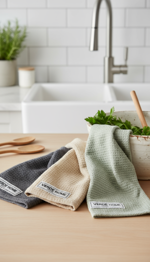 VERDE HOME Kitchen Towels: Absorbent Waffle-Knit Collection