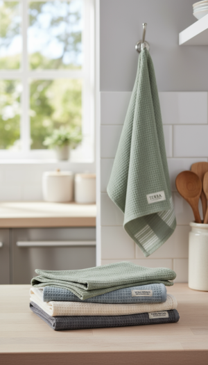 HOME Kitchen Towels: Absorbent Waffle Texture Set