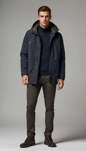 Men's Diamond Quilted Puffer Jacket - Navy
