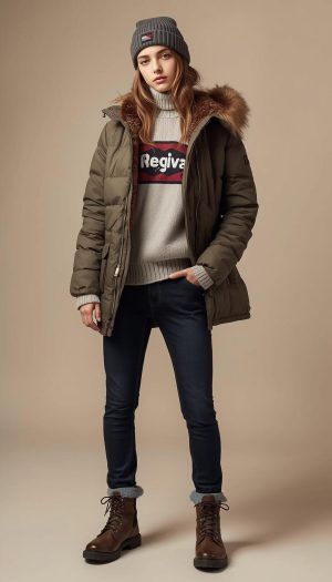 Teen's Cozy Winter Ensemble with Faux Fur Trim