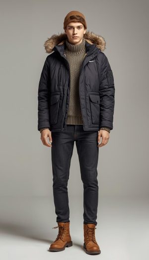 Teen's Heavyweight Fur-Trim Parka and Knit Sweater Set