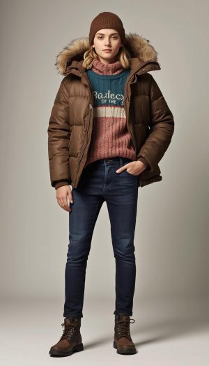 Teen's Casual Layering Look: Olive Bomber and Crewneck