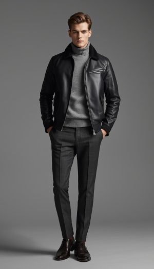 Men's Leather Lightweight Fleece Full-Zip Sweatshirt