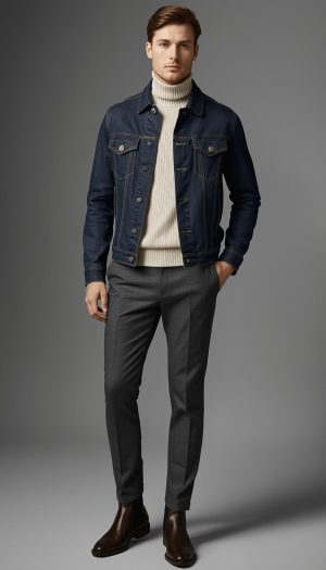 Men's Vintage Style Trucker Denim Jacket