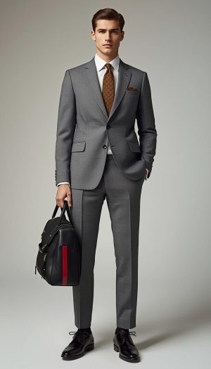 Men's Modern Fit Wool Blend Suit - Light Grey