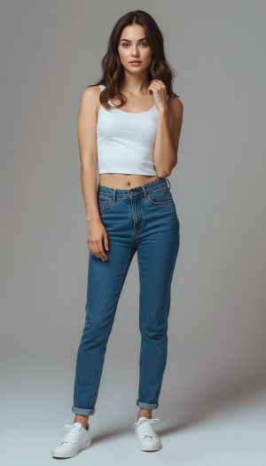 Women's High-Rise Cuffed Slim Jeans